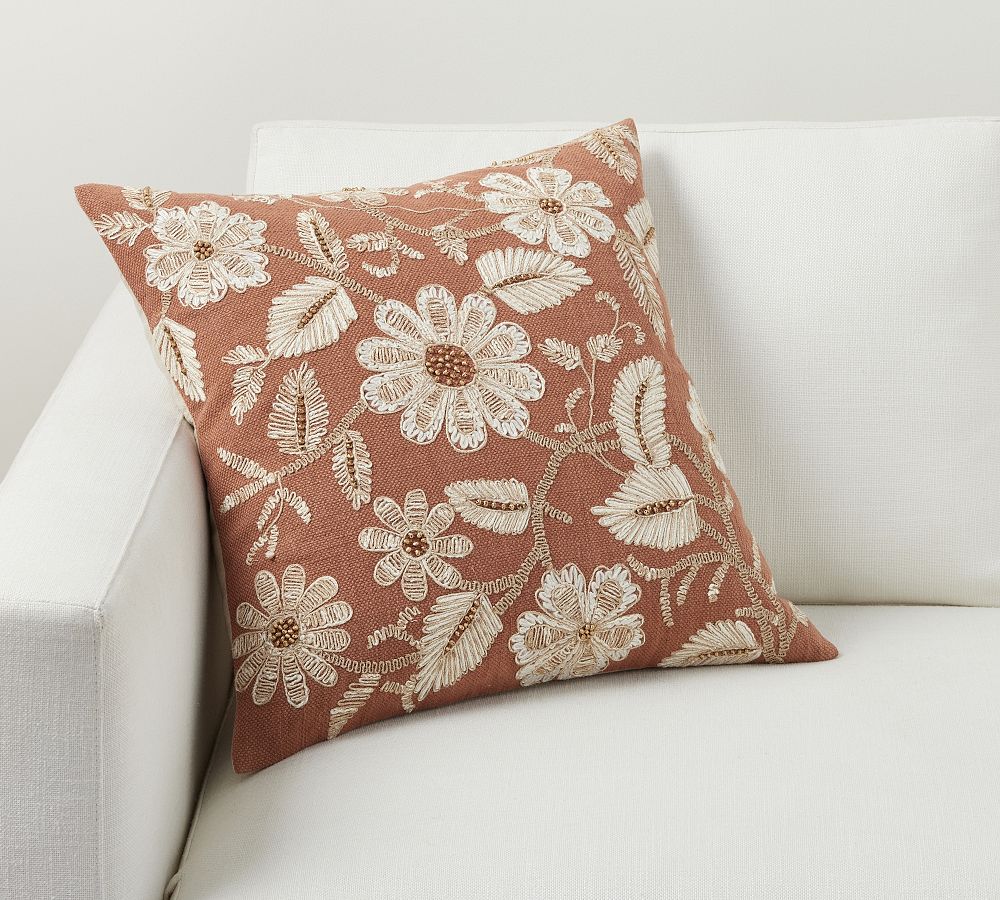 Pottery barn embroidered outlet pillow