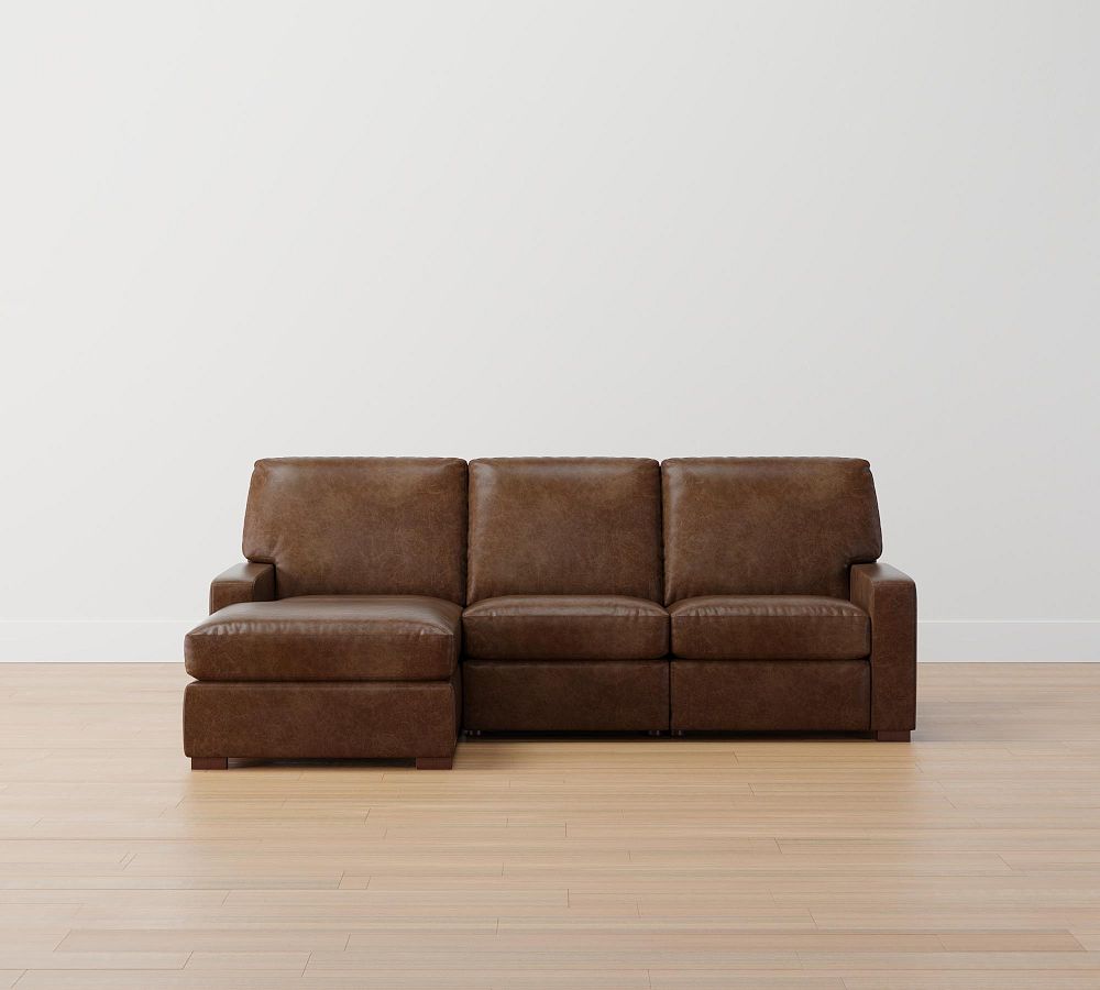 Turner Square Arm Leather Power Reclining Chaise Sectional Pottery Barn