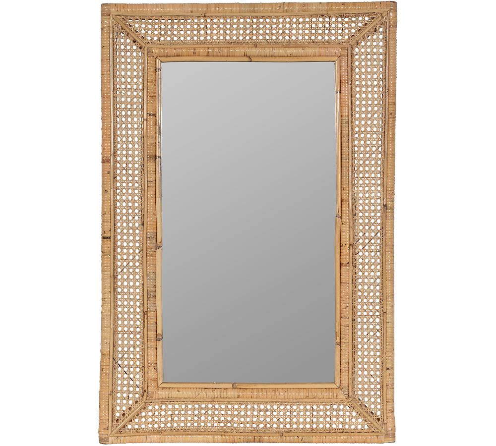 Ash Rattan Wall Mirror, 24" X 36"