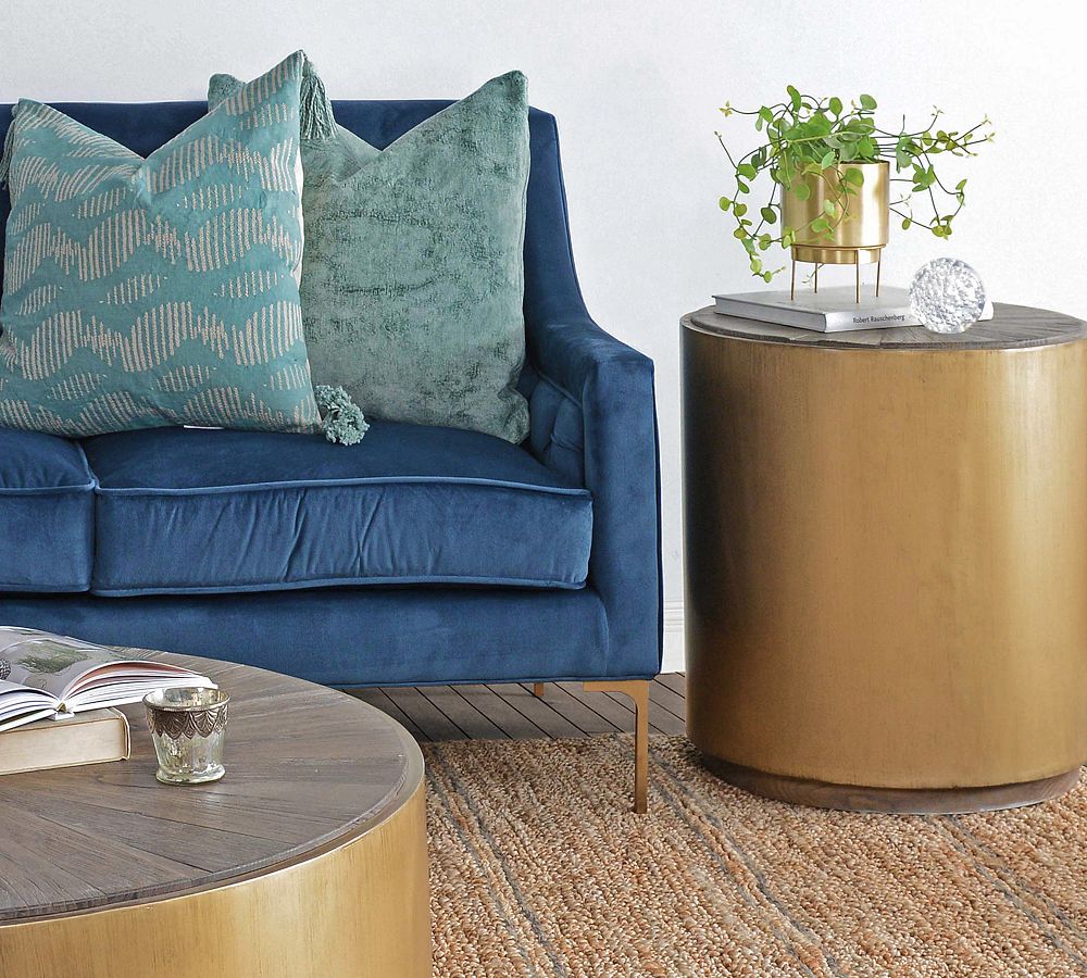 Brockton Metal Wrapped Side Table Pottery Barn