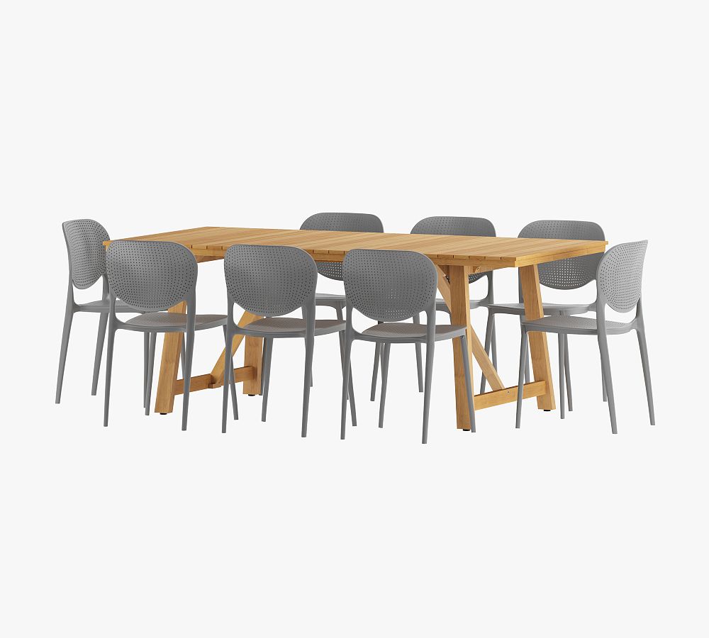 Anza 9-Piece Teak Reclaimed Wood Rectangular Dining Table Set