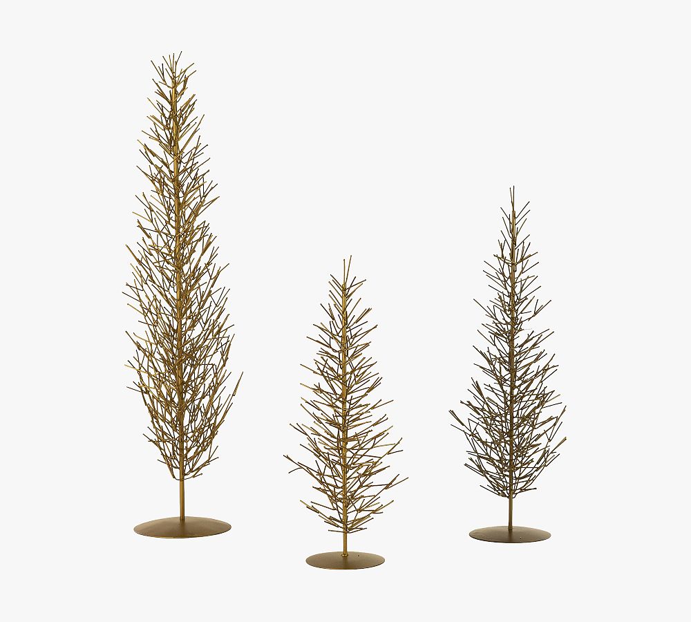 Antique Brass Wire Trees - Set Of 3