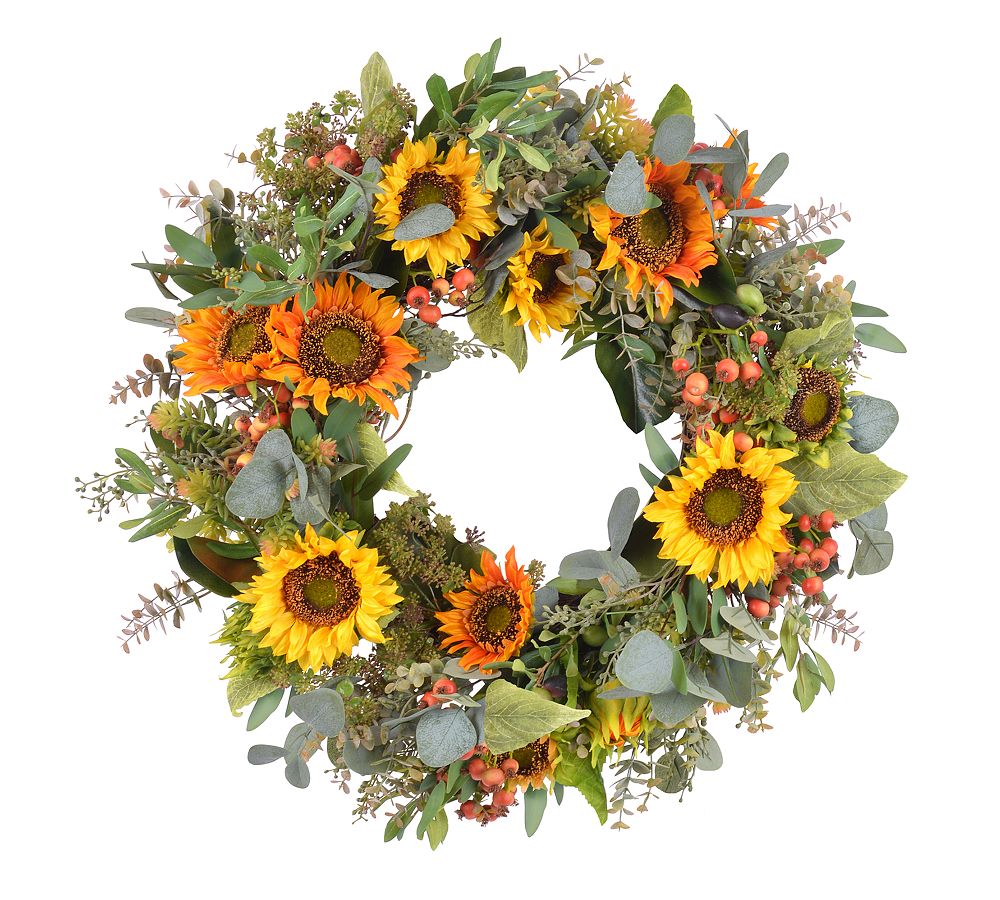 Faux Sunflower Wreath & Garland