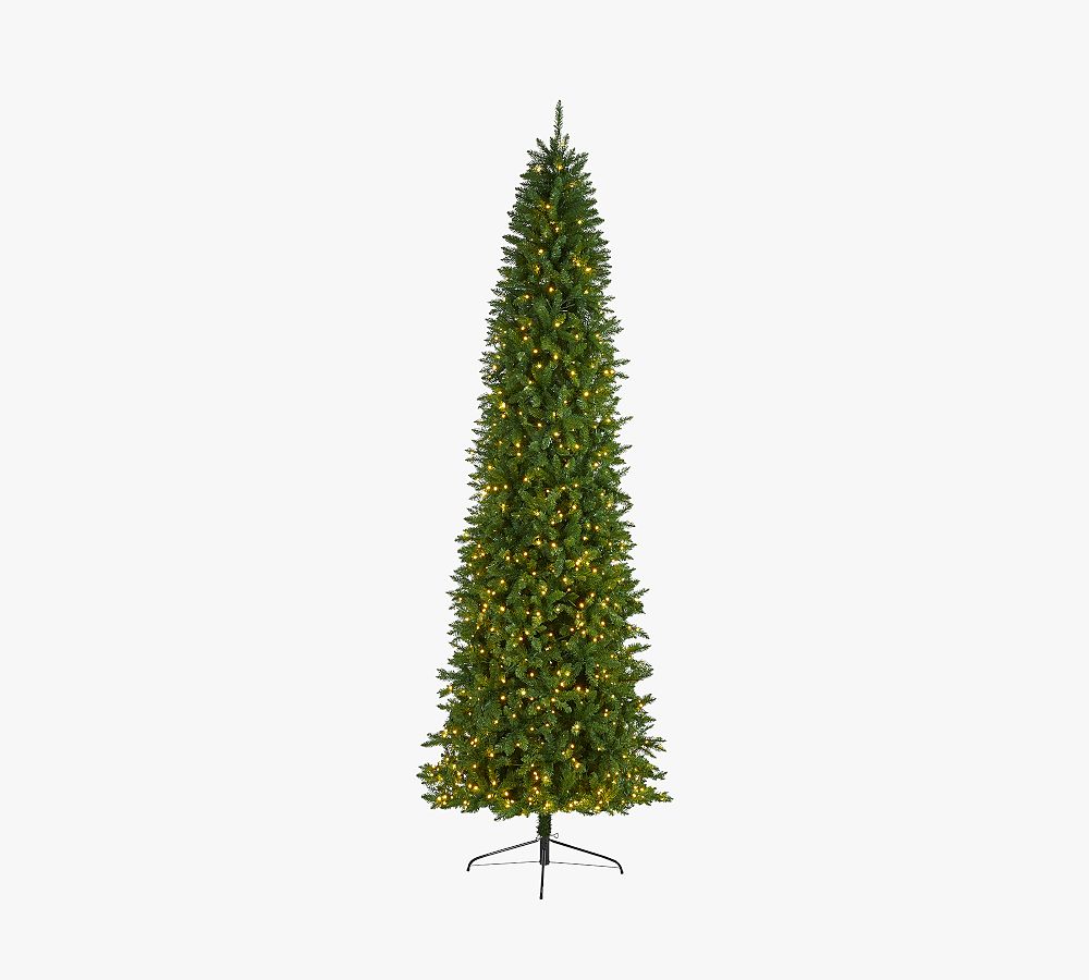 Lit Slim Green Mountain Pine Faux Christmas Tree
