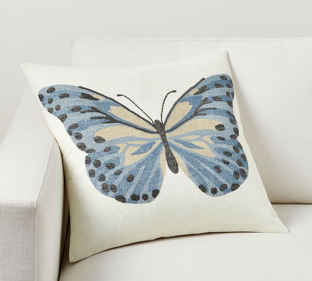 Butterfly Embroidered Pillow Pottery Barn