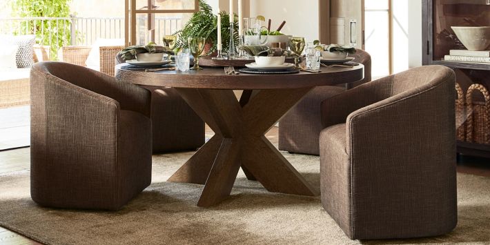 Modern Farmhouse Round Pedestal Extending Dining Table