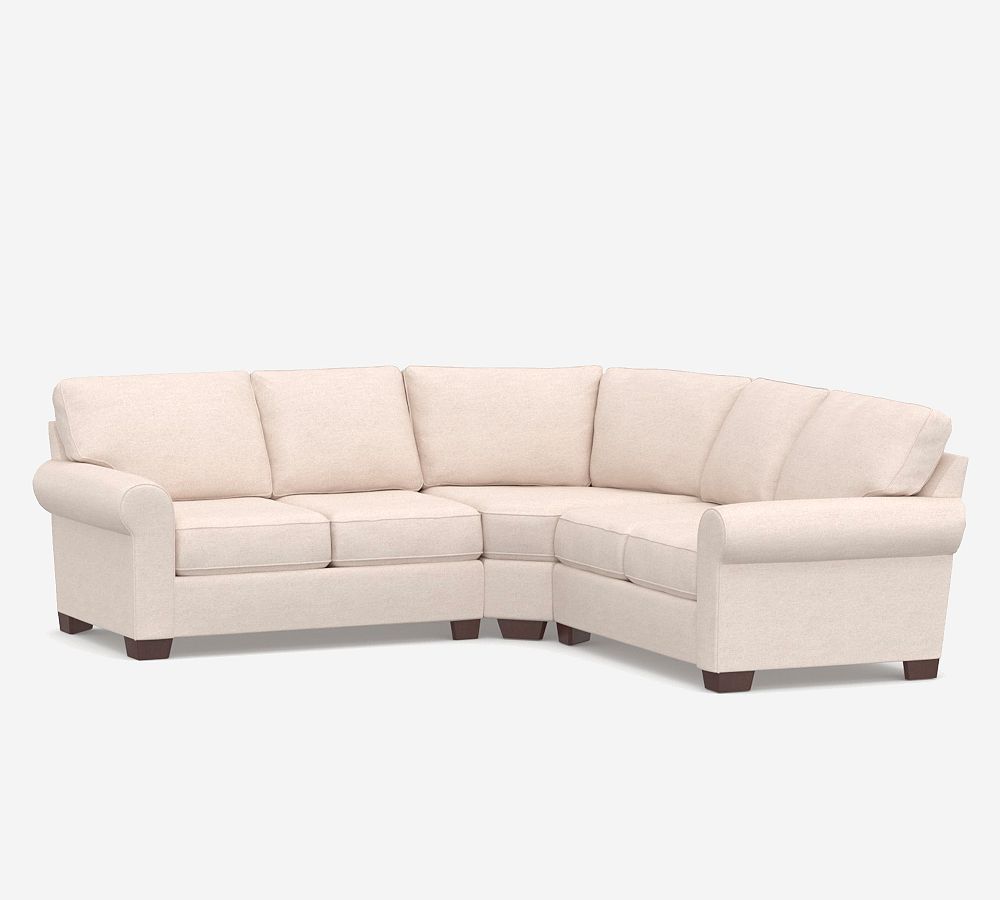 Buchanan Roll Arm Upholstered Curved 3-Piece L-Sectional with Wedge ...