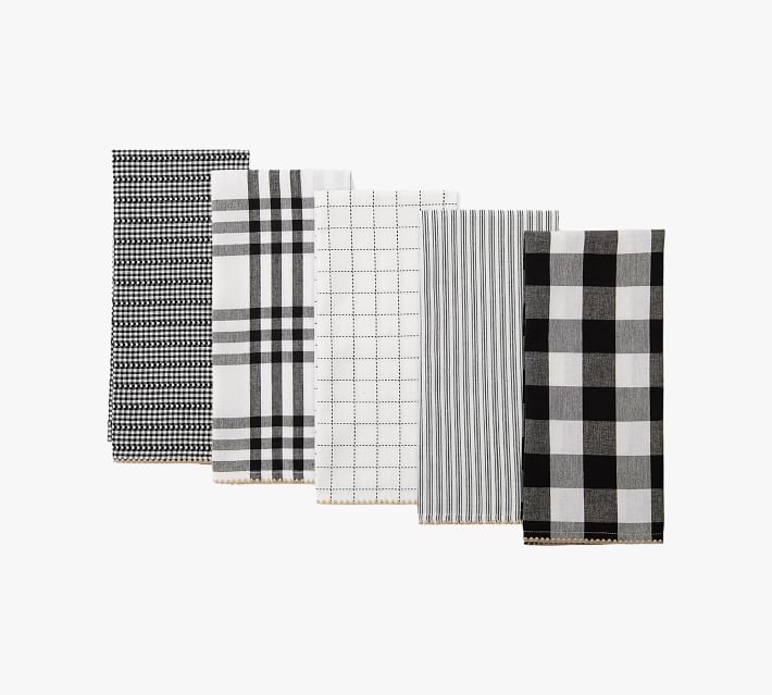 WOVEN KITCHEN TOWELS SET OF 4, Black-White, 18''x28''. – Chardin Home