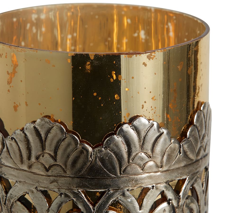 Gold Madeline Mercury Glass Votive Holders Set Of 3 Pottery Barn