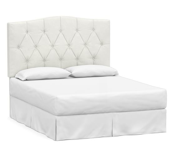 OPEN BOX Elliot Curved Upholstered Headboard, Full, Basketweave Slub