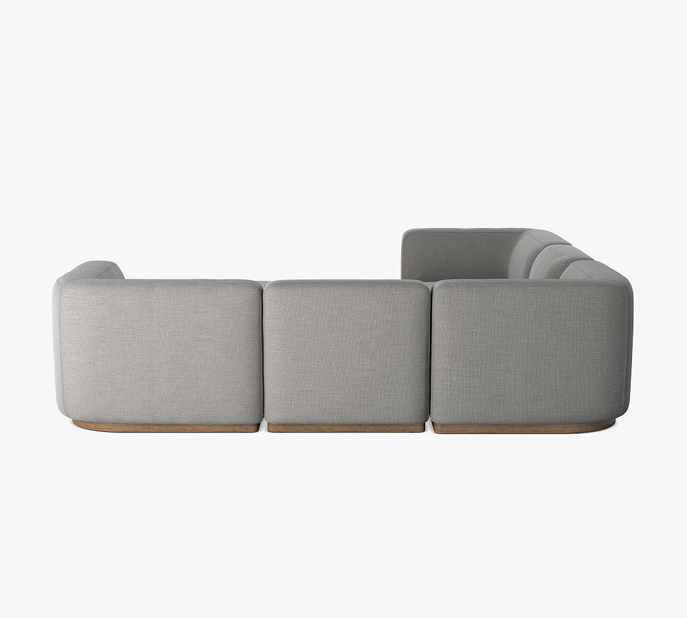 Mila Upholstered Square Arm 5-Piece L-Shaped Sectional with Ottoman