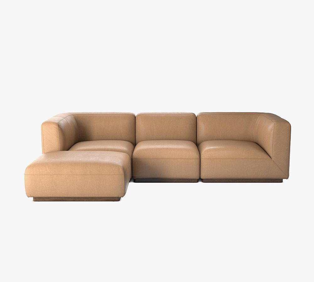 Mila Leather Square Arm 3-Piece Chaise Sectional