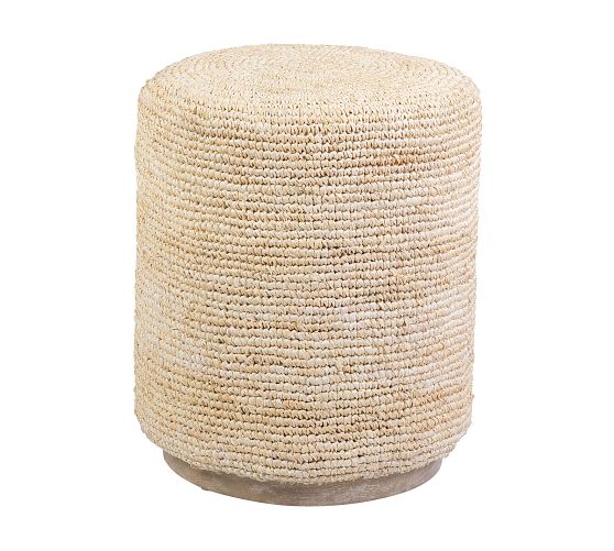 Raffia Round Accent Stool | Pottery Barn