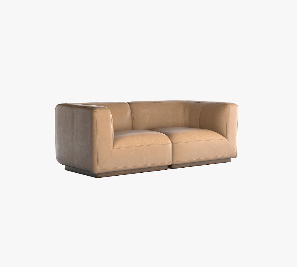 Mila Leather Square Arm Modular Sofa
