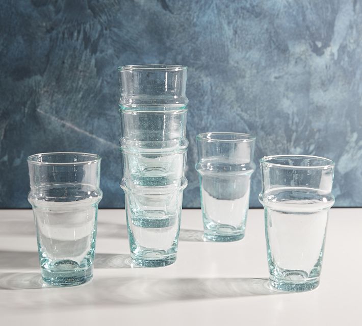 Moroccan Stackable Recycled Drinking Glasses - Set of 6