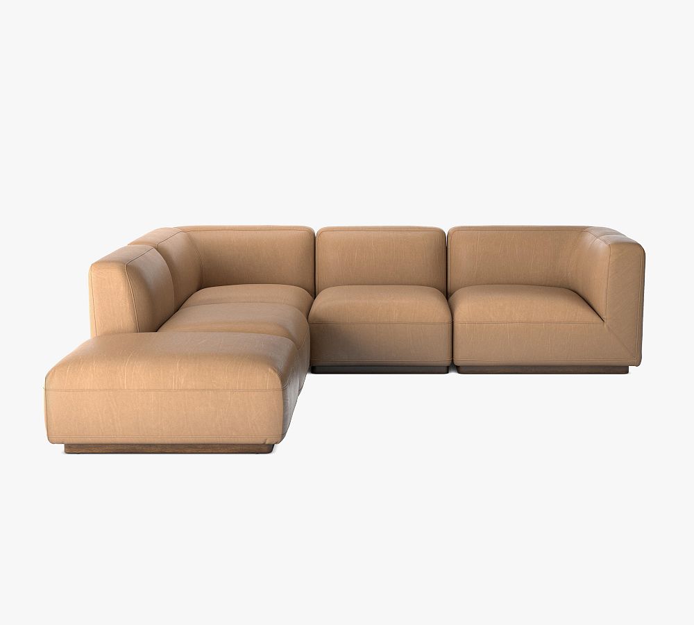 Mila Leather Square Arm 4-Piece Chaise Sectional