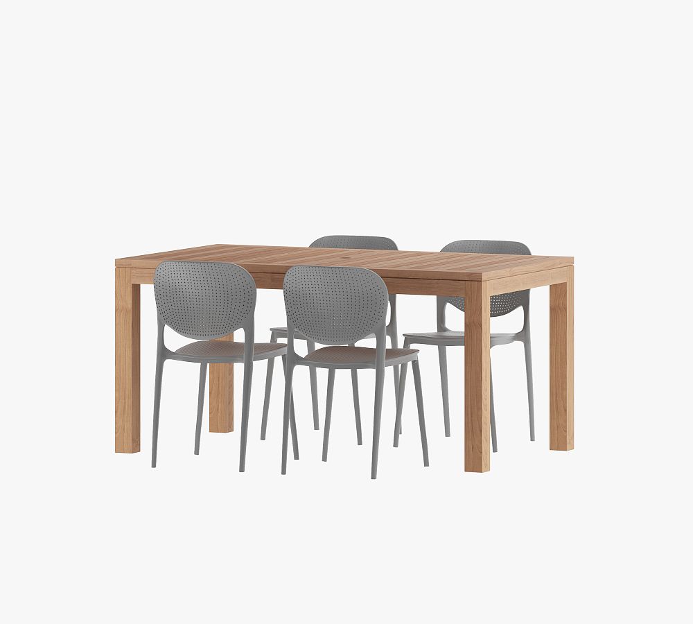 Saladano 5-Piece Teak Rectangular Dining Table Set