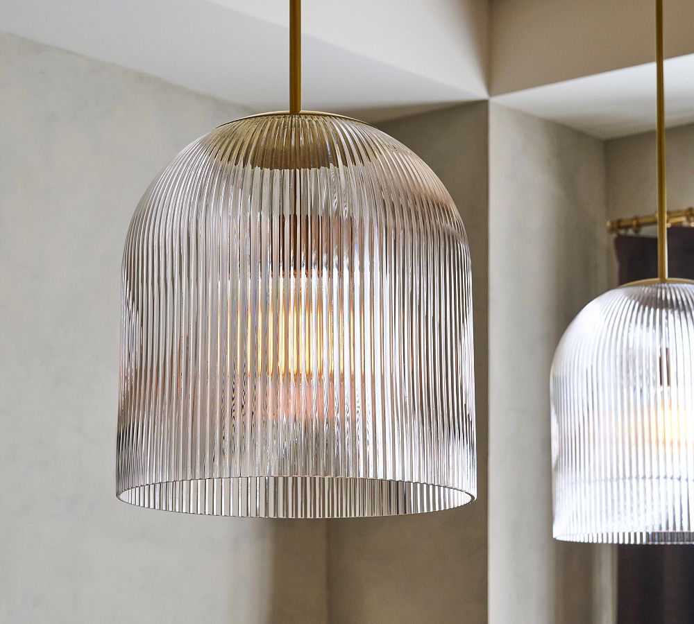 Pleated glass store pendant light