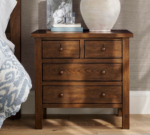 Bonnlo White Nightstand with 2 Drawers, Farmhouse Night Stands