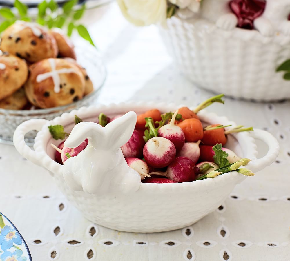 Bunny Basket Ceramic Snack Bowl