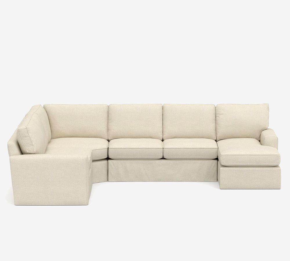 Pearce Square Arm Slipcovered 4-Piece Chaise Sectional With Wedge