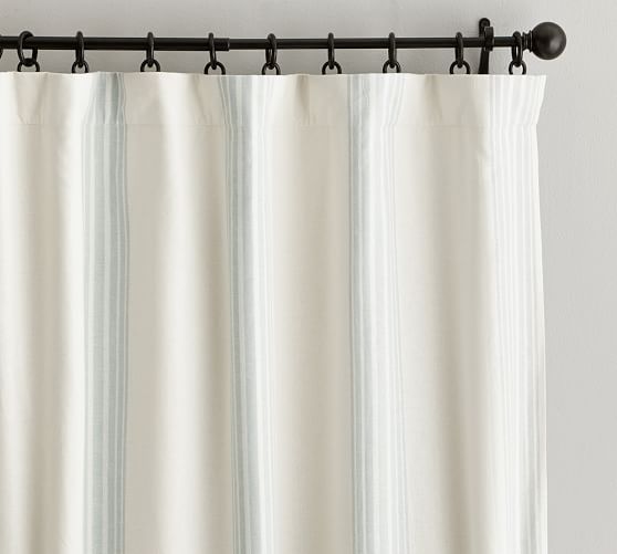 Riviera Striped Linen/Cotton Curtain | Pottery Barn