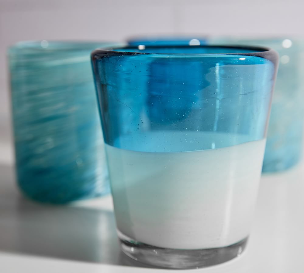 Decorative Recycled Glass Tumblers - Set of Four