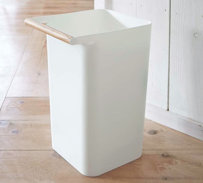 Pottery Barn Yamazaki Slim Wood Rim 2.6 Gallon Trash Can