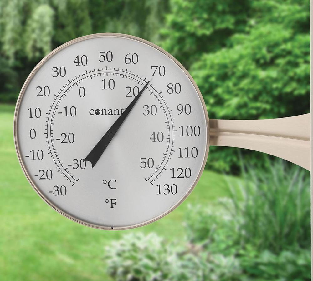 Indoor Outdoor Thermometer with Large Numbers for Patio, Pool, and Indoor Areas, - Side Bracket