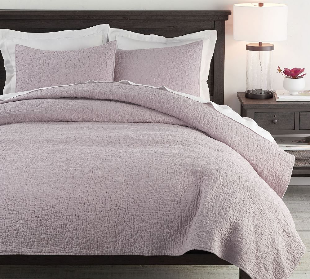 Belgian Flax Linen Floral Stitch Quilt & Shams | Pottery Barn