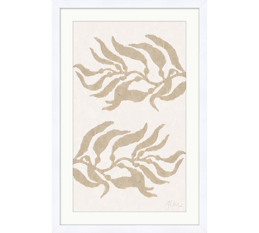 Framed Torn Paper Seaweed Art