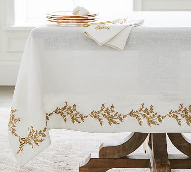 Monique Lhuillier Sienna Cotton/Linen Tablecloth | Pottery Barn