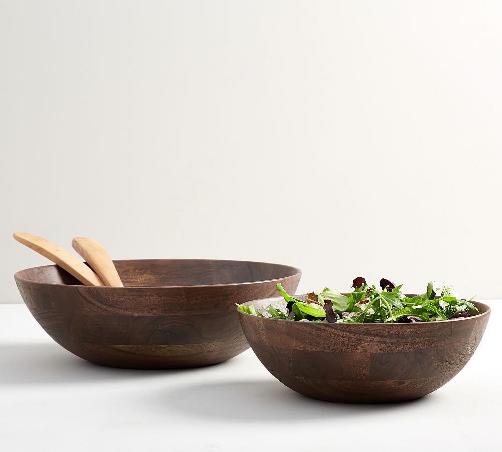 Handcrafted Kitchenware, Acacia Wood Salad Set With Bowls