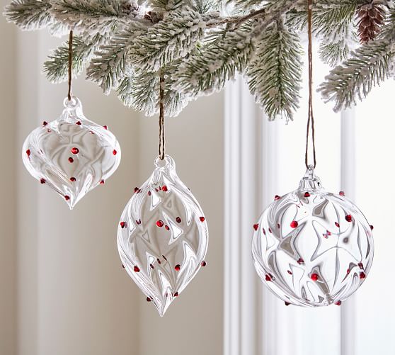 Monique Lhuillier Festive Glass Dot Ornament Set | Pottery Barn