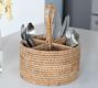 Tava Handwoven Rattan Round Flatware Caddy | Pottery Barn