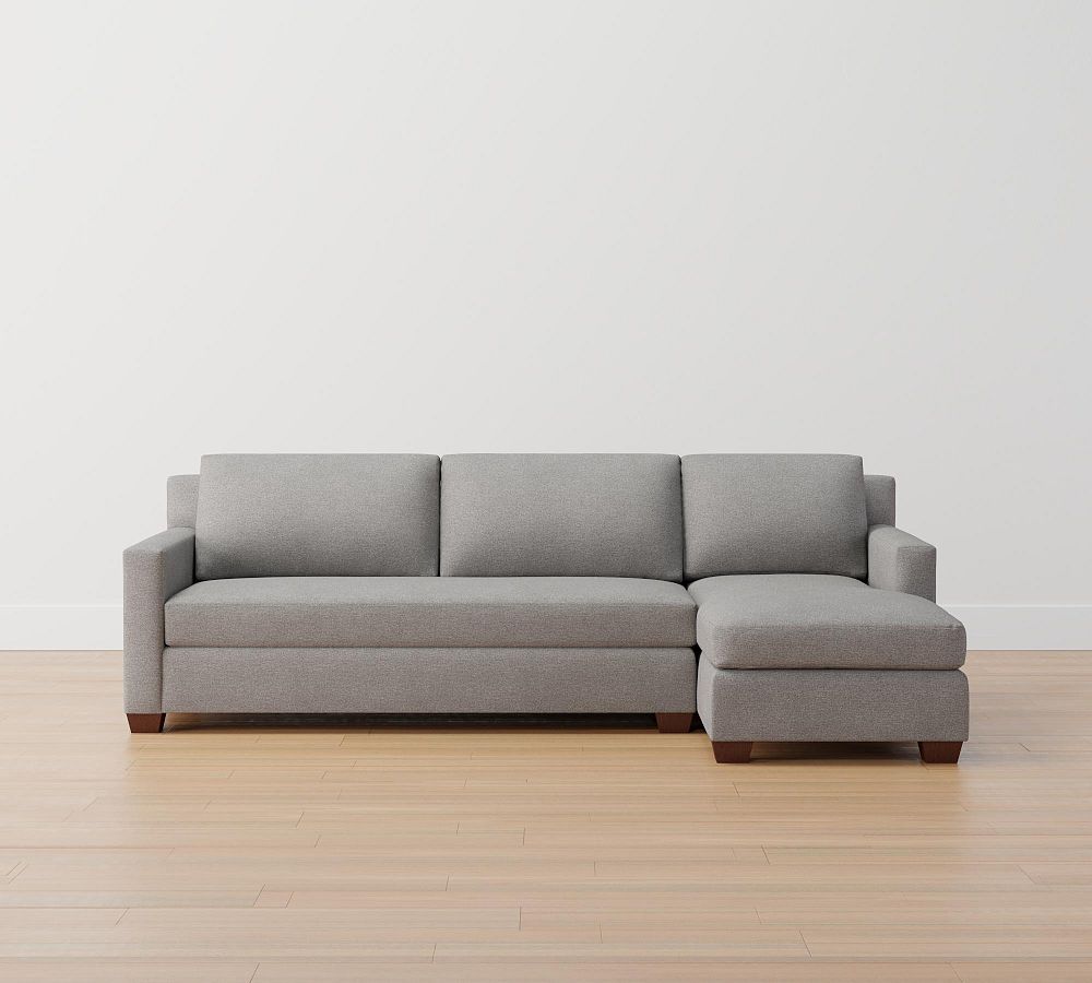 York Square Arm Upholstered Sofa Chaise Sectional