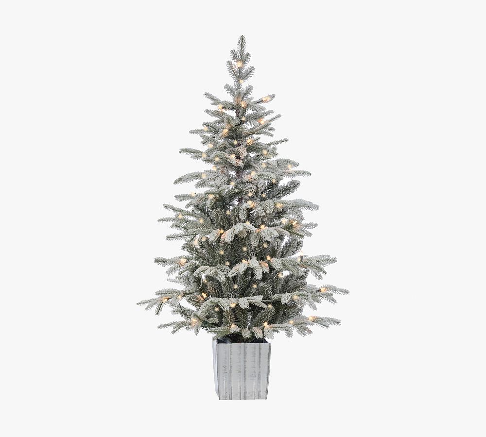 Faux Potted Natural Cut Lightly Flocked Tree