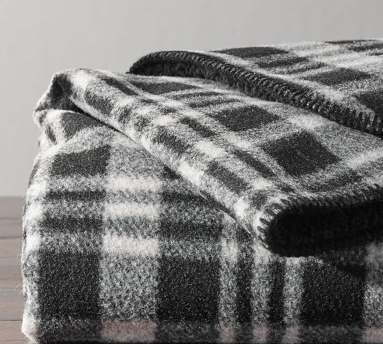 Wallace Plaid Sherpa Back Throw Blanket Pottery Barn