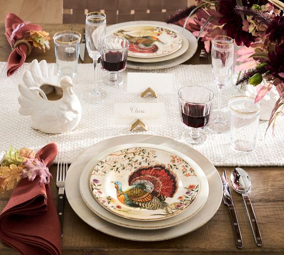 Botanical Harvest Turkey Stoneware 8-Piece Dinnerware Set | Pottery Barn