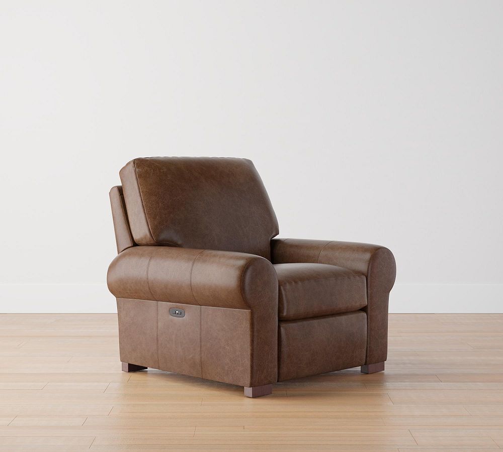 Turner Roll Arm Leather Power Recliner