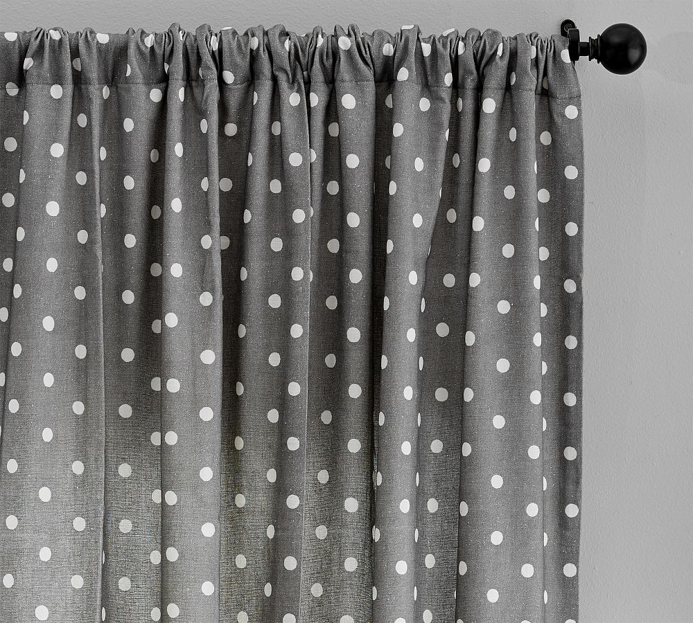 Caci Dot Linen/Cotton Rod Pocket Curtain | Pottery Barn