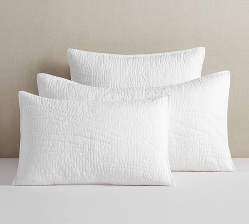 Belgian Flax Linen Diamond Pillow Sham - White