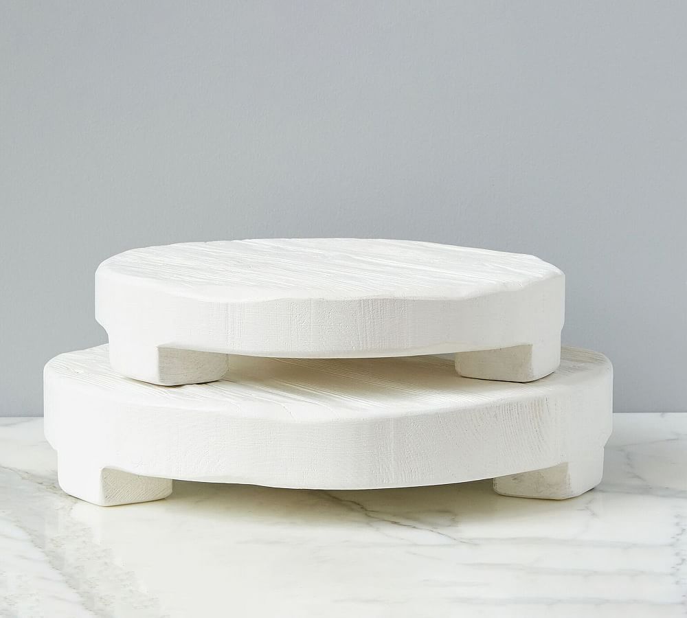 White Reclaimed Wood Round Pedestal | Pottery Barn