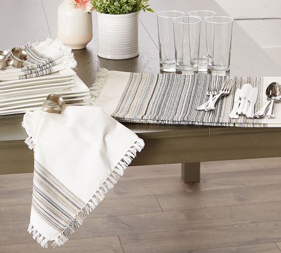Striped Cotton Fringe Napkins Set of 6 Pottery Barn