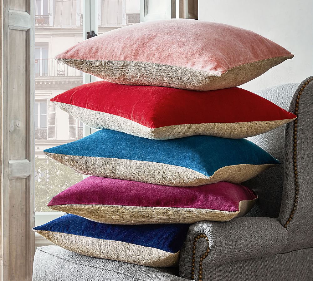Velvet Linen Pillow Cover Pottery Barn