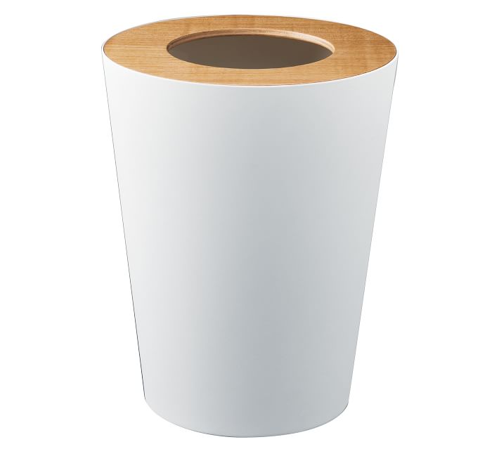 Pottery Barn Yamazaki Slim Wood Rim 2.6 Gallon Trash Can