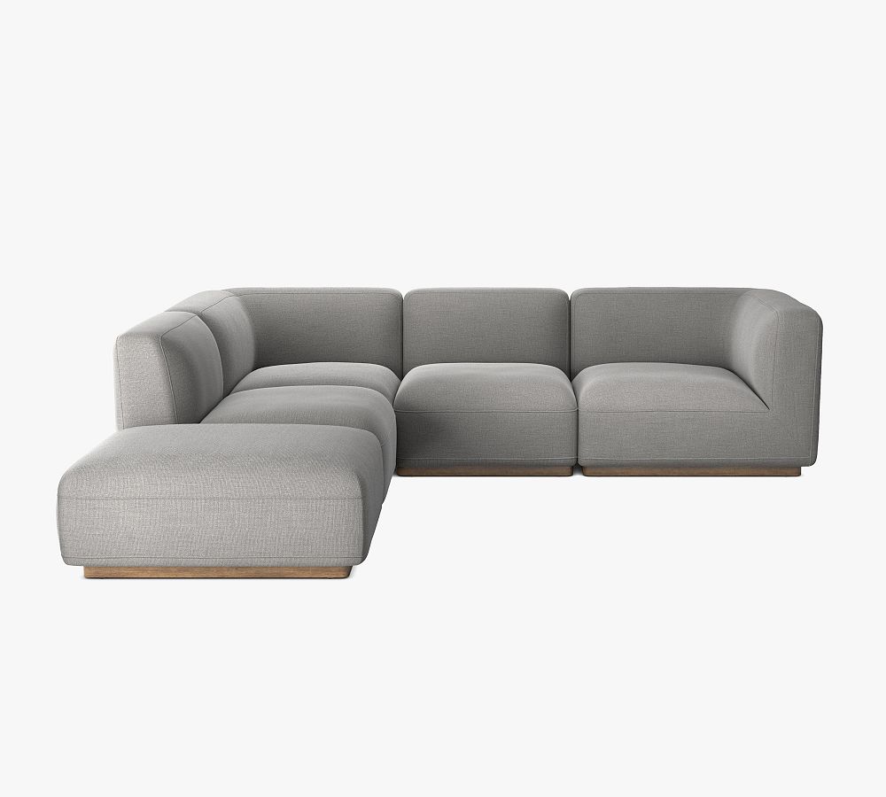 Mila Upholstered Square Arm 4-Piece Sectional with Ottoman