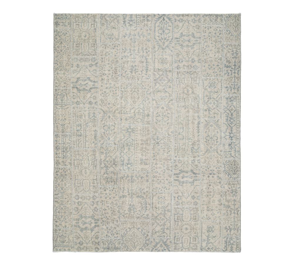 Blanc Hand-Knotted Faux Patchwork Rug