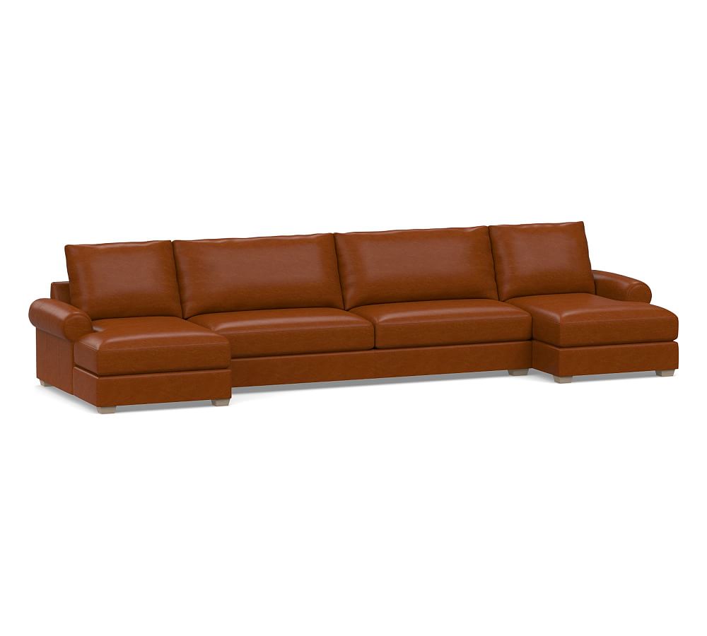 Canyon Roll Arm Leather U-Shaped Chaise Sectional