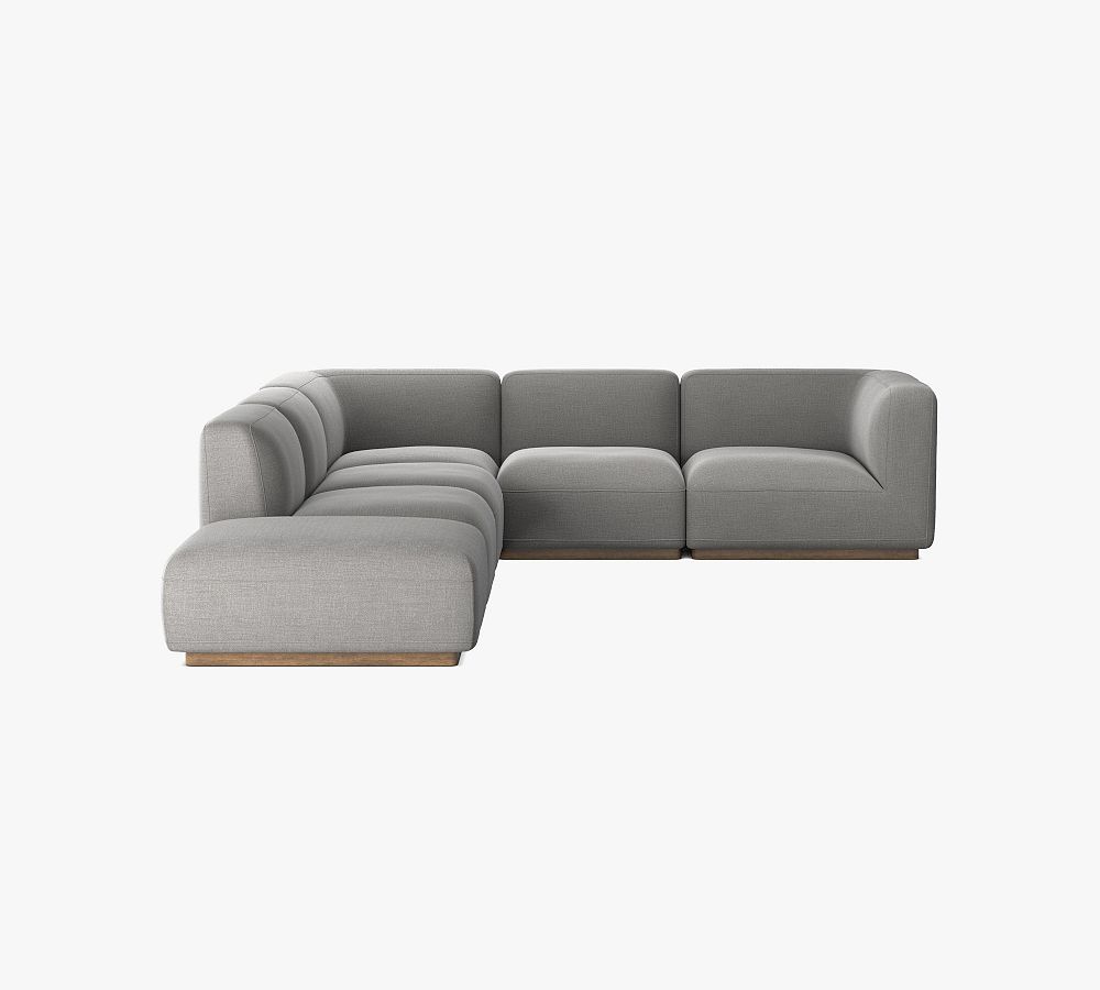 Mila Upholstered Square Arm 5-Piece Grand Sectional with Ottoman